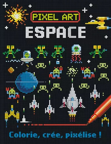 Pixel art espace colorie - espace,